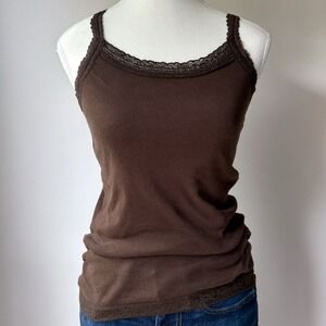Mossimo Lace Trimmed Cami Large Brown Fairy Dainty Feminine